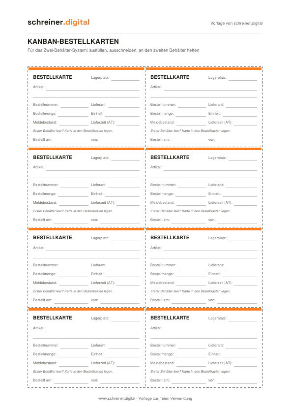 Vorschau der Vorlage „Kanban-Bestellkarten“